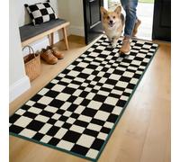 Biscpro Dirt Trapper Indoor Doormat,55x150cm Welcome Door mat,Non Slip Backing Washable Door Mats,Absorbent and Resistant Low-Profile Entrance Inside Floor Mat for Front Back Door and Entryway(Black)