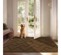 Biscpro Door Mat, 80x120 cm DoorMat Indoor Washable, Doormat Indoor Dirt Trapper Non-slip,Absorbent Inside Entrance Rug Mat for Entryway,Patio,Garden,Laundry Room,Pets - Dark Brown