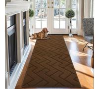 Biscpro Doormat, for Indoors and Outdoors, 60 x 180 cm, Washable, Waterproof, Non-Slip Dirt Trap, for Entrance, Front Door, Patio, Hallway, Dark Brown