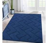 Biscpro Hallway Runner Rug: 80x120cm Absorbent Dirt Trapper Non-Slip, Durable Rubber Backing, Soft, Machine Washable, Long Door Mat for Entryway, Laundry, Hallway, Patio Room - Blue