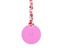 Biscuit Chew Necklace with Lanyard - Pink - for Kids with Autism, Anxiety & ADHD - 100% Food Grade Silicone - Sensory Oojamabobs (8 Lanyard Designs Available) (Hearts, 54cm Lanyard)