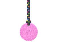 Biscuit Chew Necklace with Lanyard - Pink - for Kids with Autism, Anxiety & ADHD - 100% Food Grade Silicone - Sensory Oojamabobs (8 Lanyard Designs Available) (Black dots, 70cm Lanyard)