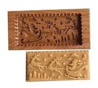 Biscuit, Christmas Cookie Stamps, Santa & Reindeer Shape Wooden Cookie Molds Biscuit Embossing Press Stamps for Xmas Baking, Easter, Thanksgiving Kitchen DIY