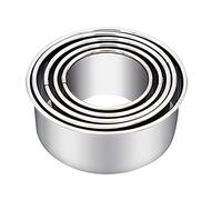 Biscuit Cutters, Round Cookie Cutters/Stainless Steel Dumpling Skin Cutters/Cake Pastry Cutters/Cake Cookie Scone Cutters Molds stamps for Cooking Baking (5Pcs, Plain Edge)