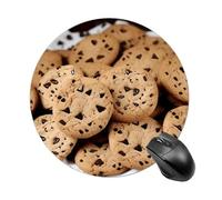 Biscuit Food Chocolate Chip Biscuits Round Mouse Pad Funny Mousepad with Non-Slip Rubber Base 7.8 Inch Waterproof Office Mouse Pad Premium Textured for Laptop Computer