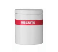 Hot White Biscuit Canister with Hot Pink Silicone Band - White