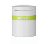 Keks White Biscuit Canister with Lime Green Silicone Band - White & Green