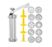 Biscuit Maker Churro-Maker with 10 Decorative Stencil Discs 4 Icing-Tips Cake Mold Pastry-Syringe Muffin Dessert Set for Cake Decorating