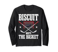 Biscuit Meets The Basket Hockey Goalie Puck Fans Long Sleeve T-Shirt