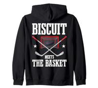 Biscuit Meets The Basket Hockey Goalie Puck Fans Zip Hoodie