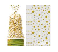 Biscuit Packaging - Star Pattern Snake Containers with 60 Ribbons | 50 Pieces Sealable Cookie Bags | for Christmas, Halloween, Candy, Party, Food Storage, Cooking, Home