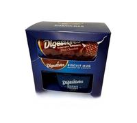 Biscuit Pocket Mug Gift Set with Chocolate Biscuits - Blue Ceramic Cup with Built-In Biscuit Holder - Includes Snack Pack of Chocolate-Coated Biscuits (milk chocolate (dark blue))