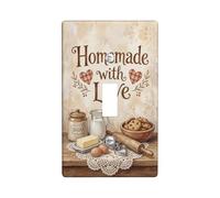 Biscuit Single Light Switch Cover Plate, Rustic Vintage Milk Sugar Fall Brown Plastic Standard Size Toggle Light Switch Cover for Home Living Room New Apartment Decor (Single)