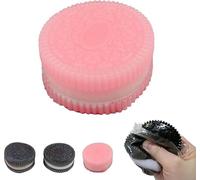 Biscuit Stress Relief Toy - Ultra Soft Decompression Venting Toy,Memory Reusable Rebounding Sandwich Cookie Toys,Office Worker Stress Relief Props,for Birthday and Party (White pink)