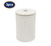 Biscuit Tin 1.5L Metal Ivory Round Cookie Food Storage Airtight Canister 3Pc Set