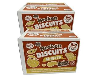 Biscuit Variety Pack - Broken Biscuit Assortment 1.3kg & Assorted Chocolate Biscuits 1kg - Mix of Whole, Broken and Misshapen Biscuits - Single or Pack of 2 (2 broken buiscuits)