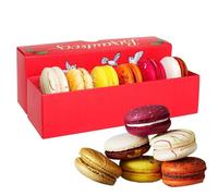 Biscuiteers 6 Christmas Macarons - Luxury Gift Box of festive flavours including Candy Cane, Trifle, Cranberry and White Chocolate, Christmas Pudding, Gingerbread and Chocolate Orange.