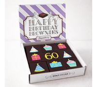 Biscuiteers 60th Birthday Milestone Brownies - 9 Rich, Fudgy Hand-Iced Pieces - 60th Birthday Gift for Women - Delicious Dessert by Post - Beautifully Packaged - Handcrafted in London Bakery