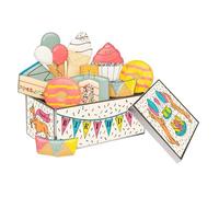 Biscuiteers Birthday Treats Biscuit Tin - Handcrafted Box of Biscuits in Keepsake Tin - 9 Lemon Pastel Cakes & Ice Cream Treats - Birthday Gifts for Women's - Made in London Bakery