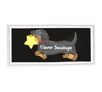 Biscuiteers Clever Sausage Dog Biscuit | Single Hand-Iced Vanilla Sausage Dog Biscuit in Box; Luxury Good Luck Exam and Congratulations Gift for Students