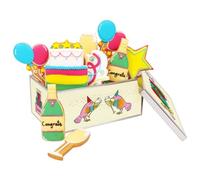 Biscuiteers Congrats Biscuit Tin, 9 Hand-Iced Gingerbread Biscuits with Celebration Designs Including Champagne Fizz Balloons Cake & Star in Keepsake Gift Tin, Luxury Congratulations Gift, London