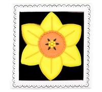 Biscuiteers Daffodil March Birth Flower Letterbox Biscuit - Hand-Iced Floral Lemon Biscuit in Illustrated Gift Box - Edible March Birthdays & Celebrations