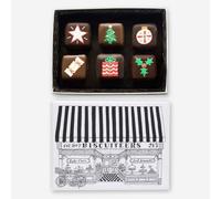 Biscuiteers Handmade Christmas Chocolates Gift Box - Luxury Gift - 6 hand-iced chocolates - Dark & Milk Ganache - Crafted in London with the Finest Ingredients - Ideal Secret Santa Gift