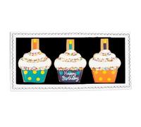 Biscuiteers Hip Hip Hooray! Letterbox Biscuits - Hand-Iced Gingerbread Cupcake Cookie Trio in Illustrated Gift Box - Birthday Friends & Loved Ones