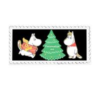 Biscuiteers Moomin Christmas Hand-Iced Gingerbread Letterbox Biscuits | Three Hand-Iced Characters from Moominvalley with a Trimmed Tree, Baked in London for a Jolly Gift