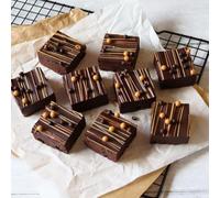 Biscuiteers Salted Caramel Brownies - 9 Piece Luxury Chocolate Brownies Gift Box - Hand-Crafted in London Bakery - Food Gift Set - Christmas Food Gifts, Birthday Hampers