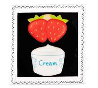 Biscuiteers Strawberries and Cream Letterbox Biscuits, 2 Hand-Iced Vanilla Biscuits with Strawberry & Cream Pot Designs in Hand-Illustrated Gift Box, Luxury Summer Gift, Made in London