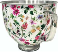 Biscuitique Stainless Steel Mixer Bowl With Stunning Floral Pattern For KitchenAid Tilt-Head Artisan and Classic 4.5 Quart and 5QT Stand Mixer