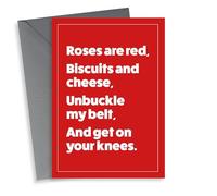 Biscuits and cheese get on your knees poem card
