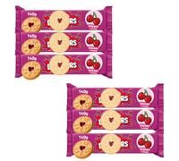 Biscuits Cherry Flavour 140g, Pack Of 6, Shortcake Biscuits with a Cherry Flavour Apple Jam, Artificial colours and Flavours, Vegan friendly