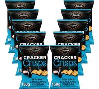 Biscuits & Crackers Bundle Pack with Jacobs Cracker Crisps Sea Salt & Balsamic Vinegar 150g - 10 Pack | Suitable for Vegetarians, Free From Artificial Colours & Flavours.