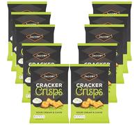 Biscuits & Crackers Bundle Pack with Jacob's Cracker Crisps Sour Cream & Chive Snacks Sharing Bag 150g - 10 Pack | Sour Cream & Chive Flavour Crisp Snack Biscuits.
