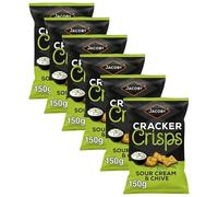 Biscuits & Crackers Bundle Pack with Jacob's Cracker Crisps Sour Cream & Chive Snacks Sharing Bag 150g - 6 Pack | Sour Cream & Chive Flavour Crisp Snack Biscuits.