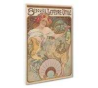 Biscuits Lefevre By Alphonse Mucha Canvas Print | Gallery Wrapped 30mm Frame Wall Art | 30x20 inches | Ready to Hang | Classic Picture | Living Room Bedroom Lounge Office