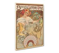 Biscuits Lefevre By Alphonse Mucha Canvas Print | Gallery Wrapped 30mm Frame Wall Art | 30x20 inches | Ready to Hang | Classic Picture | Living Room Bedroom Lounge Office