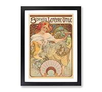 Biscuits Lefevre By Alphonse Mucha Classic Painting Framed Wall Art Print, Ready to Hang Picture for Living Room Bedroom Home Office Décor, Black A4 (34 x 25 cm)