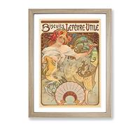 Biscuits Lefevre By Alphonse Mucha Classic Painting Framed Wall Art Print, Ready to Hang Picture for Living Room Bedroom Home Office Décor, Oak A4 (34 x 25 cm)