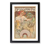 Biscuits Lefevre by Alphonse Mucha Framed Print | A2 Black Framed Wall Art | Ready to Hang | Modern Nature Picture | Living Room Bedroom Lounge Office