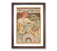 Biscuits Lefevre by Alphonse Mucha Framed Print | A2 Walnut Framed Wall Art | Ready to Hang | Modern Nature Picture | Living Room Bedroom Lounge Office
