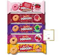 Biscuits Multipacks of Jammy Dodgers Original Raspberry, Strawberry, Apple & Blackcurrant, Cherry and Mango & Passionfruit 140g Each Bundles by TGBK