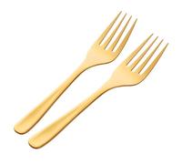 Bisda Buffet Serving Forks, Stainless Steel 10 Inch Gold Plated Server Meat Fork Set of 2, Large Salad Serverware Utensils, Dishwasher Safe