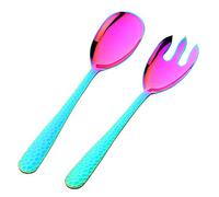 BISDARUN 30.8 cm Stainless Steel Salad Servers, Rainbow Salad Spoon and Salad Forks, Dishwasher Safe and Mirror Polished