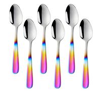 BISDARUN 8-Piece Coffee Spoon Set Stainless Steel Gradient Rainbow Teaspoon Mocha Spoon Dessert Spoon 13.5CM(5.3 Inch)