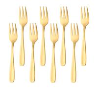 BISDARUN Dessert Forks Golden Cake Forks Mini Appetizer Forks 18/10 Stainless Steel Pastry Forks 13.6 CM(5.1 Inch) Fruit Forks Set of 8