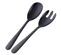 BISDARUN Salad Servers Set, 2 Pieces Black Salad Serving Set, Stainless Steel, Salad Spoon and Salad Fork