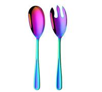 BISDARUN Salad Spoon and Fork Set Stainless Steel Salad Servers Set of 2, Rainbow Large Serving Spoon and Fork 30.5 cm/12 inches Length